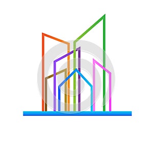 Logo modern colorful buildings icon vector