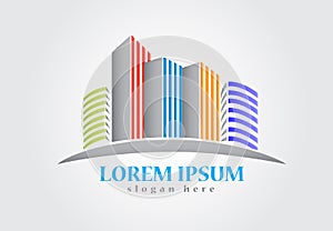 Logo modern colorful buildings icon vector
