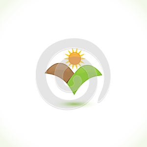 Logo mountains sun icon vector design