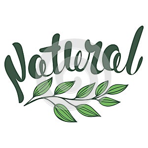 Logo Natural with leaves, natural product.