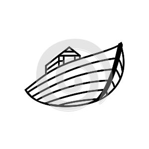 Logo of Noah`s Ark. Ship to rescue animals and people from the Flood. Biblical illustration