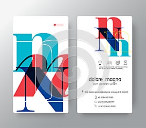Logo number N business card design template. Vector graphic design elements for Corporate Identity.