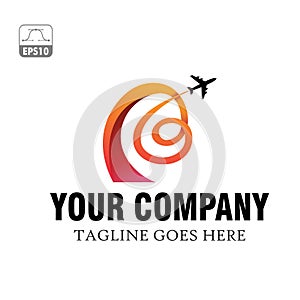 Ltravel logos with pictures of airplanes and travel routes