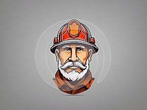 Logo of old man as fire-fighter. Ai generated