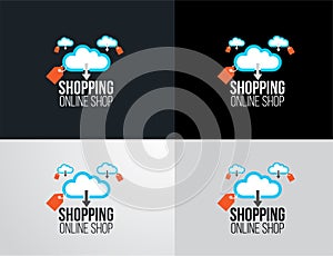 Logo online shopping set on cloud design icon for business template vector illustrator.