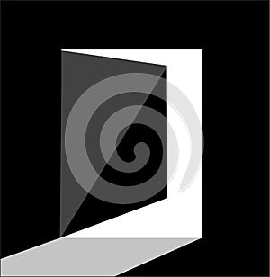 Logo open door out flat material design on black background