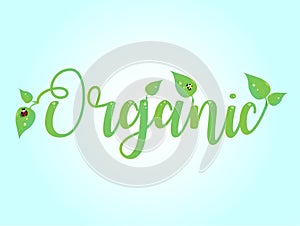 Logo. Organic text. Emblem. Vector illustration.