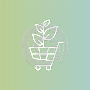 Logo for Organic Vegan Healthy Shop or Store. Green Natural Tree Plant with Leafs Symbol