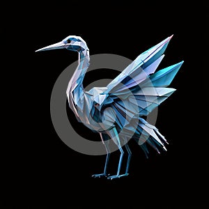 a logo of an origami crane made of digital code and binary nube photo