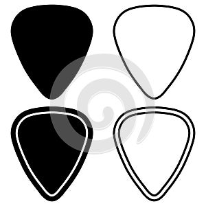 Logo outline pick guitar rock, vector mediator plectrum line icon
