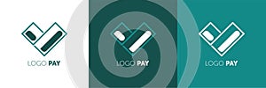 Logo PAY vector design template. Easy Pay concept icon. credit cards arrow sign. Virtual Electronic money symbol.