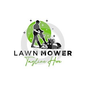 logo of person mowing golf course grass