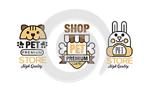 Logo for Pet Premium Shop or Store Vector Set