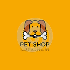 Logo for pet shop, veterinary clinic, pet store, shelter. Flat style design, vector illustration