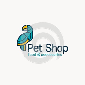 Logo for pet shop, veterinary clinic, pet store, shelter. Flat style design, vector illustration
