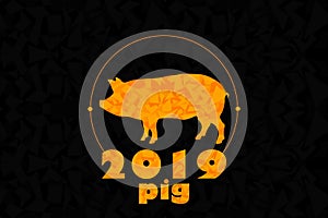 Logo pig on a black background by 2019