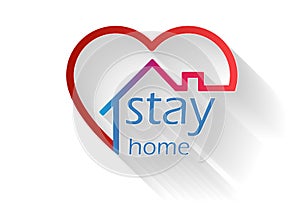 LOGO  Protect from COVID-19 virus stay home, heart, home sticker symbol  idea concept  vector