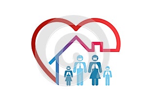 LOGO  Protect from COVID-19 virus stay home, heart, home sticker symbol  idea concept  vector