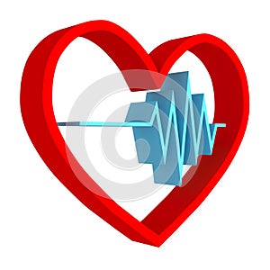 Heart rhythm logo. pulse simbol - 3D render photo