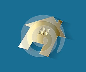 Logo real estate gold house flat icon