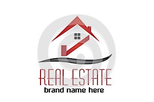 Logo real estate house red check insurance concepts icon image graphic illustration photo
