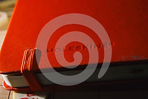 Red moleskine notebook