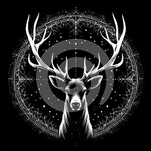 a logo of a reindeer on a black background