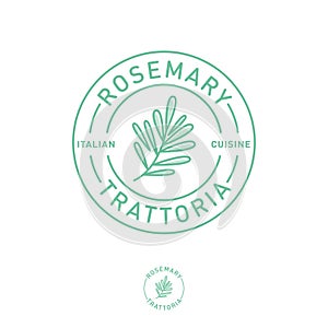 Logo for restaurant of cafe. Rosemary trattoria. Traditional Italian cuisine emblem. photo