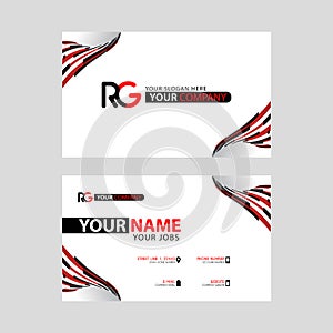Logo RG design with a black and red business card with horizontal and modern design.