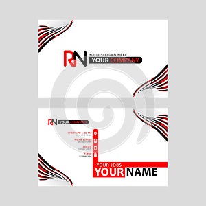 Logo RN design with a black and red business card with horizontal and modern design.