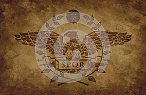 Logo of the Roman eagle on an old shabby texture.