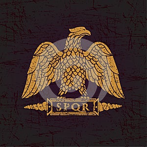 Logo of the Roman eagle on an old shabby texture.
