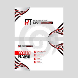 Logo RT design with a black and red business card with horizontal and modern design.