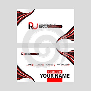 Logo RU design with a black and red business card with horizontal and modern design.