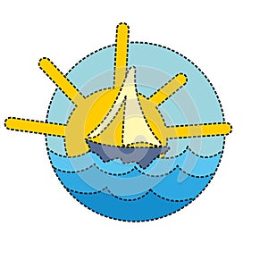 Logo a sailing vessel in the sea.