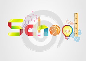 Logo of School Text. Elements are layered separately in vector file.