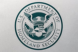 Indianapolis - Circa August 2018: Logo and seal of the United States Department of Homeland Security. DHS runs ICE I