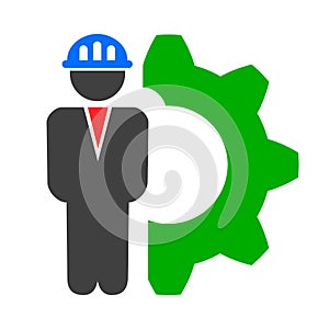 Logo service with man and gear - vector