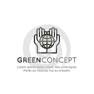 Logo Set Badge Recycling Ecological Concept, Plant a Tree