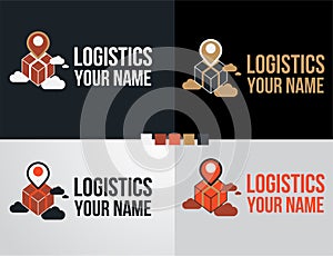 Logo set logistic and delivery icon symbol fast moving box concept on cloud design.Shipping and express service template.