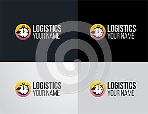 Logo set logistic and delivery icon symbol fast moving stopwatch concept design.Shipping and express