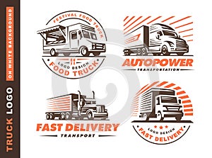 Logo set with truck and trailer