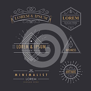 Logo set vintage vector flourishes calligraphy elegant