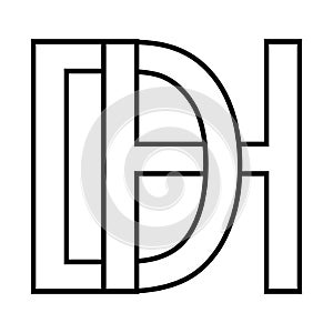 Logo sign dh hd icon sign, interlaced letters d h