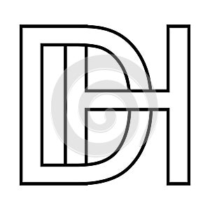 Logo sign dh hd icon sign interlaced letters d h