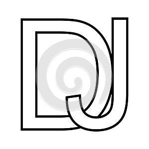 Logo sign dj jd icon, sign interlaced letters d j