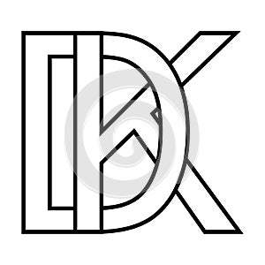 Logo sign dk kd icon sign interlaced letters d k