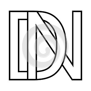 Logo sign dn nd icon sign, dn interlaced letters d n