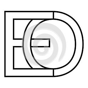 Logo sign eo oe icon sign interlaced letters O, E vector logo eo, oe first capital letters pattern alphabet e, o