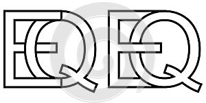 Logo sign eq qe icon sign interlaced letters Q, E vector logo eq, qe first capital letters pattern alphabet e, q photo